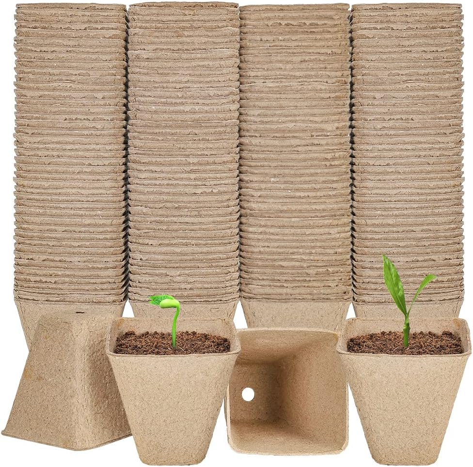 126 Packs Square Peat Pots, 3.15 Inch Seed Starting Pots with Drainage Holes Squ