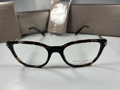 ๐ NEW in Box Bvlgari 3032 Eyeglasses 504 Havana & Gold Frames 52/19/140 - Picture 2 of 9