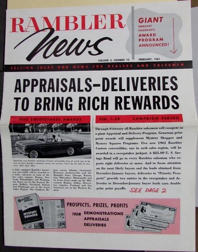 1961 Rambler News Vol 4 No 10 Selling Info Dealers & Salesmen Original - Foto 1 di 2