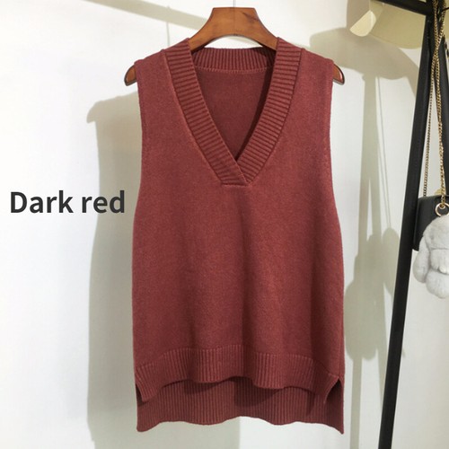 Lady Knit Vest Sleeveless Jumper Pullover Sweater V Neck Tank Tops Irregular - Bild 12 von 27