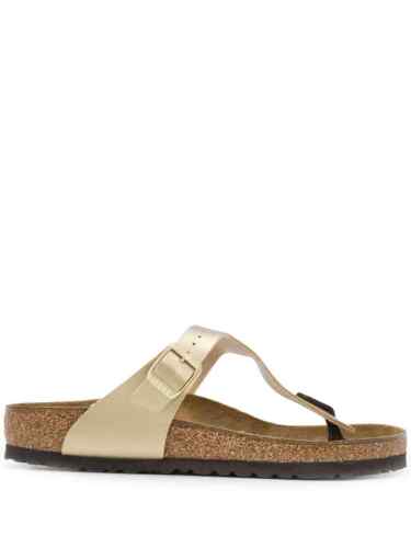 Women Birkenstock Gizeh Gold Birko-Flor Thong Sandals Slides NEW - Picture 3 of 5