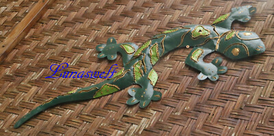 Deko-Gecko aus Metall, Wandschmuck in Grün, wahlweise 50 cm oder 80 cm