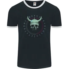 Viking Skull Runic Text Mens Ringer T-Shirt FotL