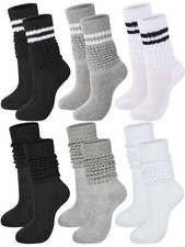 6 Pairs Women Slouch Socks Cotton Knit Scrunch Stacked Boot Socks for Women M...