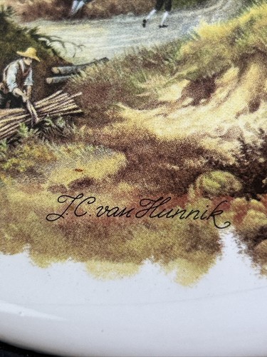 Tile Trivet JC Hunnik Painted Country River Scene Vintage Wrought Iron Pot Stand - Picture 13 of 17
