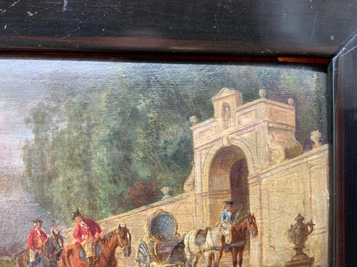 DIPINTO OLIO SCENA BAROCCA CAVALIERE CON CAVALLI L. MÜLLER-CORNELIO (1864-1946) - Foto 13 di 19