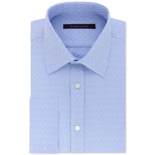 SEAN JOHN Men's Soft Blue Tailored-fit Textured Formal Dress Shirt 14 1/2 TEDO - Picture 1 of 2