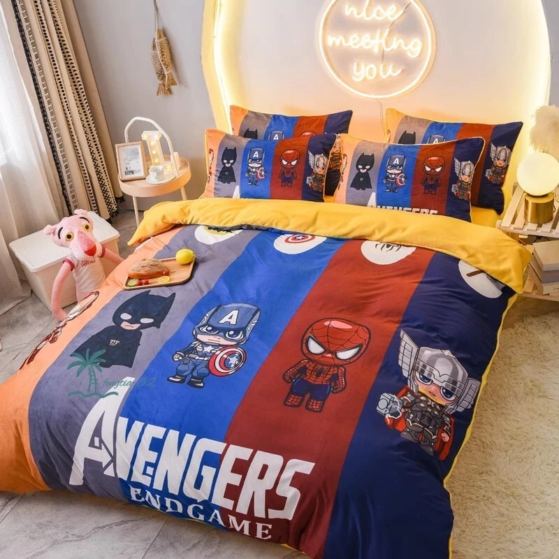 Superhero Milk Fleece 3pcs / 4pcs Quilt Set Cartoon Kids Bed Sheet Pillow Case - Image 2 of 4