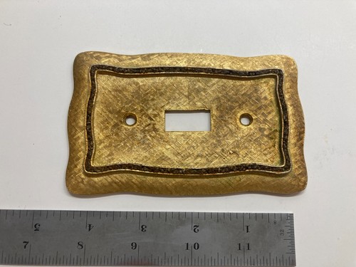 Vtg 1970s Florenta Cast Metal & pebbles trim Single Switch Plate Cover Calif USA - Picture 3 of 8