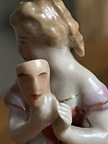 Antique German Figurine of Lady holding a Mask - Picture 8 of 9