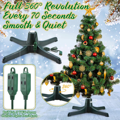 360 Degree Rotating Christmas Tree Stand for up to 7.5Ft Artificial Tree Rotatin - Picture 2 of 7