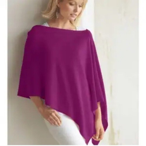 Marsh Landing Poncho Manta Mujer L/XL Ligero Cachemira Mezcla Seda Cuello Barco - Imagen 6 de 7