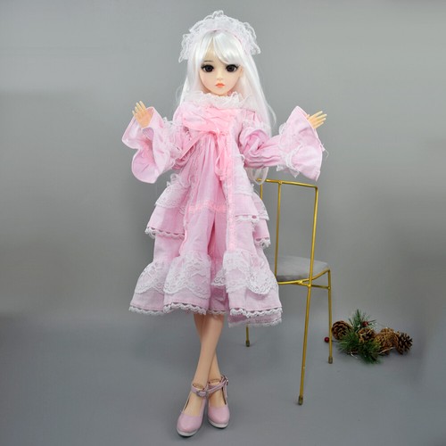 1/3 BJD Doll Toy 24 inch Girl Doll with Removable White Hair Wig Princess Dress - Picture 11 of 14