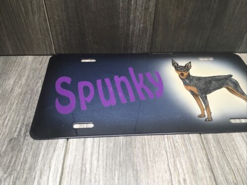 Doberman License Plate Frame SPUNKY Black/Tan Purple Pre-Loved Read Described - Picture 3 of 12