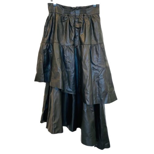 Aje Skirt Size AU 8 US 4 Black Idyllic Vegan Leather Asymmetrical Tiered - Picture 11 of 14