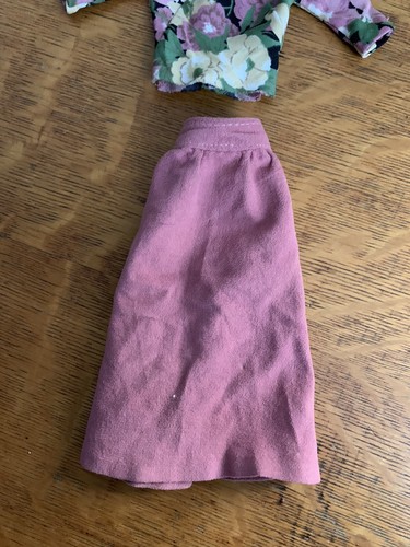 Vtg Barbie Floral Blouse TLC W/ Long Dusty Rose Pink Wraparound Skirt - Picture 6 of 10
