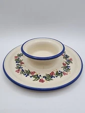Olde Cape Cod Pottery Stoneware Chip And Dip Dish Tray Floral