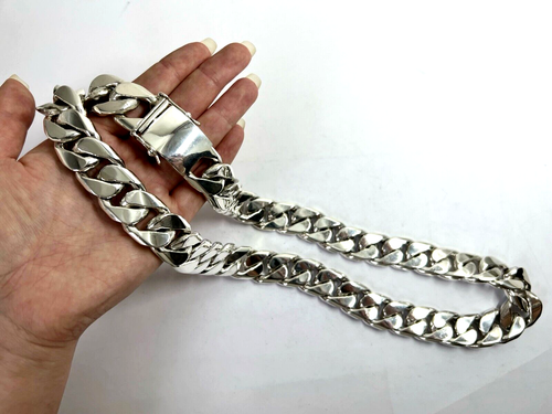 Collar de cadena muy largo pesado Taxco, plata esterlina 925 mexicana. 747g 30" - Imagen 7 de 17
