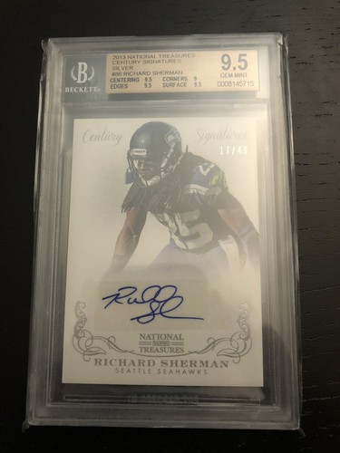 2013 National Treasures Signatures /49 Richard Sherman #86 BGS 9.5 Auto 10 - Picture 1 of 4