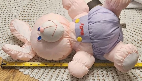 VTG PLUFFY Pink Bunny Plush Nylon Puffalump Style Very RARE Rabbit - Picture 10 of 12