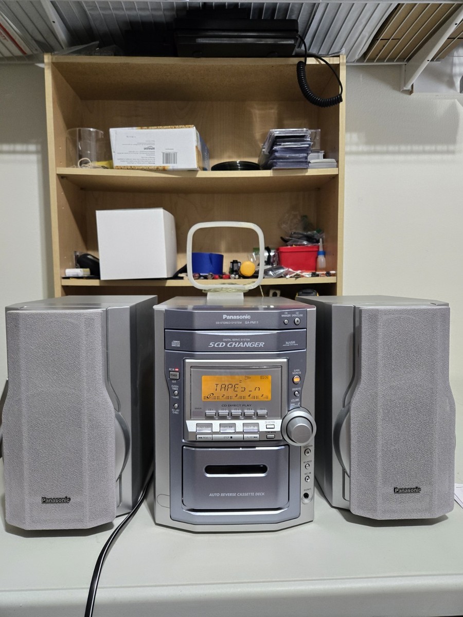 スピーカー・ウーファー Panasonic 5CD CHANGER Panasonic SA-PM11 Stereo System 5 Disc CD Changer Cassette Radio