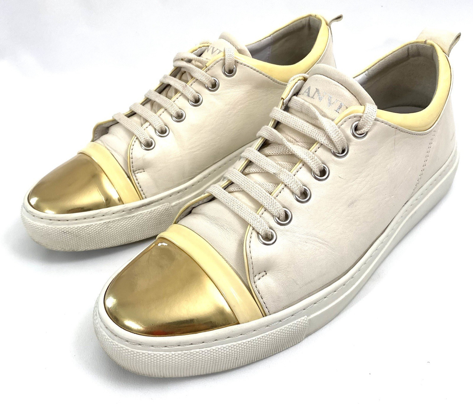 LANVIN  Paris Womens Low Top Leather Sneakers Trainers Size 8 / 39 image 2