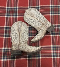 Corral Square Toed White And Bone Glitter Women  s Western Boot Size 8.5