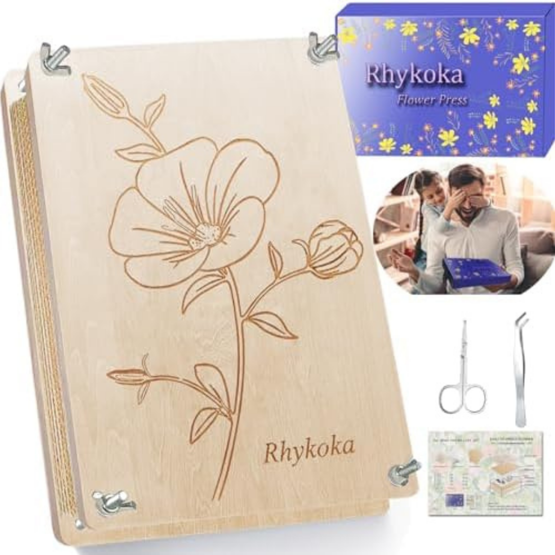 Rhykoka Large Flower Press Kit 10 Layer 30x21cm Wood Plant Leaf Press for Crafts