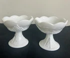 Indiana Glass Colony Harvest Grape Milk Glass Candle Holders Set Of 2 4” Vintage