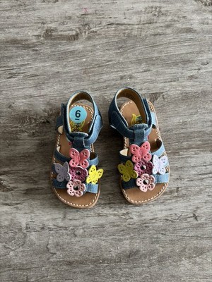 Rachel Shoes Sandals Blue Colorful Flowers Girls Toddler 6 Boho 90s New