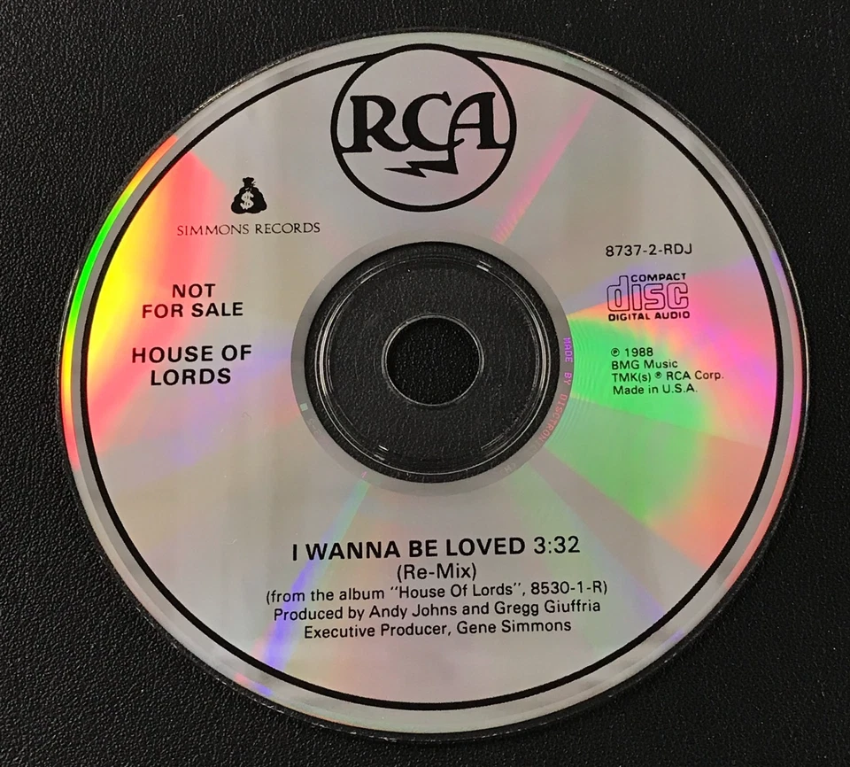 1988 House Of Lords: I Wanna Be Loved почти как новый сингл промо диск CD RCA Records винтажный! - Изображение 2 из 3