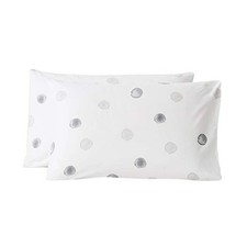 100 Cotton Pillowcases Queen Size Set of 2 White Polka Dots Bed Pillow