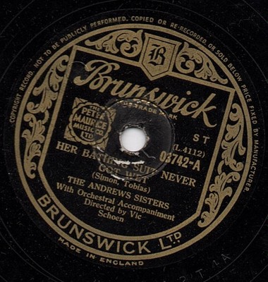 The Andrews Sisters - Her Bathing Suit Never Got Wet / Avocado (Shellac, 10'')