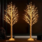 Lighted Birch Tree, 2 Pack 6 FT Prelit White Artificial Christmas Trees with Tot