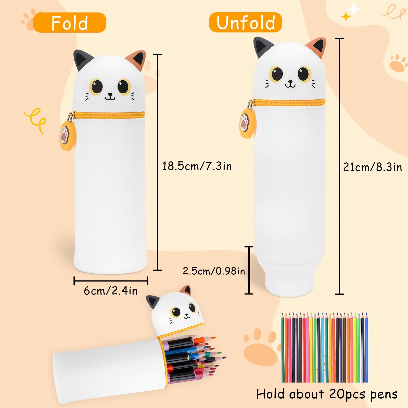 Étui à crayon extensible 2 en 1 rétractable en silicone souple - 2