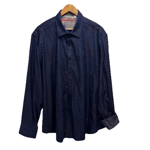 Robert Graham Limited Herren Gr. 3XL Classic Fit bestickt Strass Navy Hemd - Bild 2 von 6