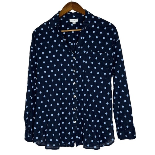 J Jill Gr. S marine gepunktet Button Down Bluse leicht lässig klassisch