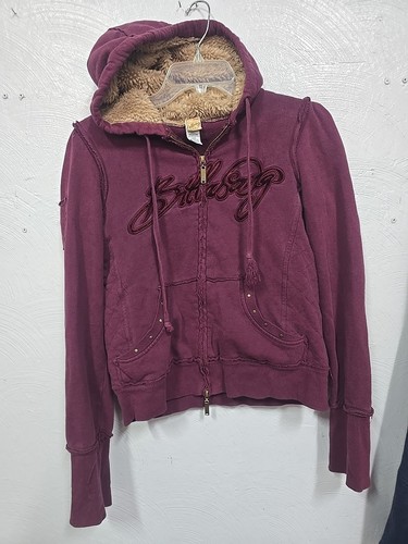 Billabong Damen Vintage Y2K Zip Up Hoodie, Kunstfell gefütterte Kapuze medium  - Bild 1 von 13