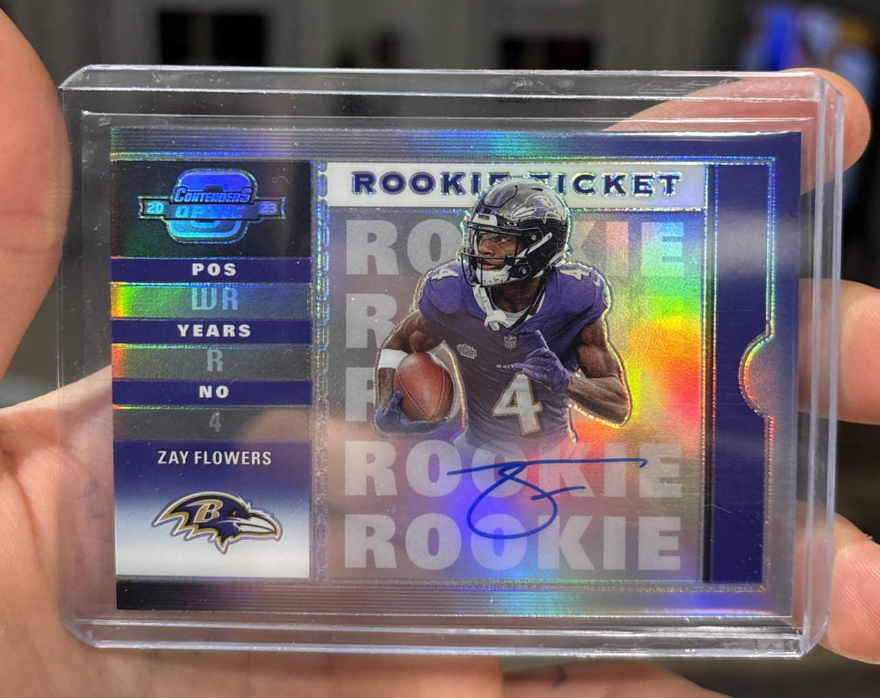 Zay Flowers 2023 Contenders Optic 2003 Rookie Ticket Auto JERSEY # 03/25 Ravens