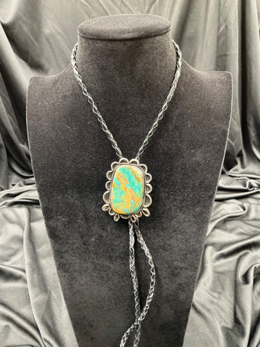 Vintage Bennett Navajo Sterling Silver Turquoise Bolo (C-31)