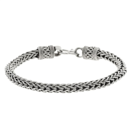Silverly Sterling Silver Bracelet 925 Chunky Thick Balinese Bali Foxtail Chain - Imagen 1 de 7