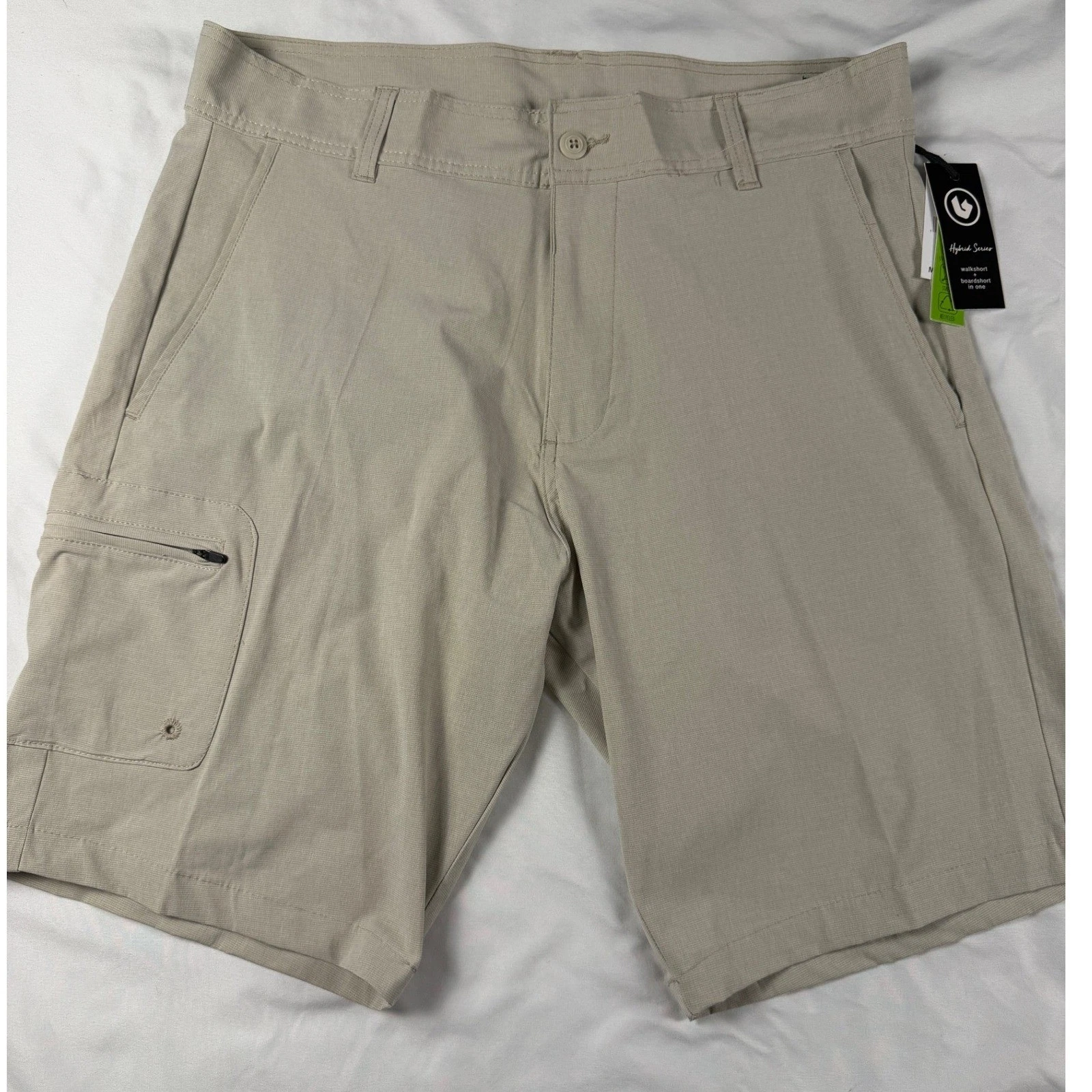 Burnside Mens Hybrid Series Shorts Khaki Tan Size 34 Boardshorts Walkshorts NWT