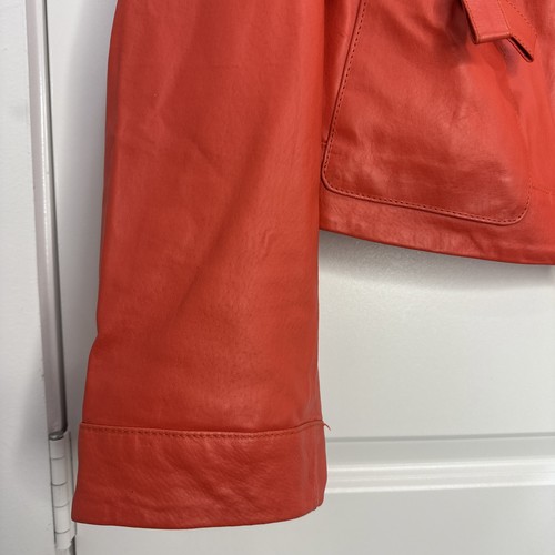 Chaqueta/bolsillos Jessica London Naranja Cremallera Frontal Cuero Talla 24 - Imagen 3 de 24
