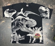 Vintage 90's Jurassic Park The Lost World Movie Film Dinosaur AOP XL Shirt