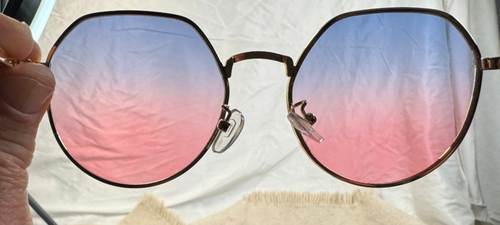 Octagon Sunglasses Gold Frame Pink Blue Gradient Lenses Retro Y2K - Picture 4 of 5