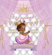 It's a Princess! Baby Shower Guest Book: Black Girl, Gold Crown, Purple