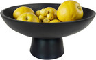 Large Black Decorative Bowl with Pedestal – 11.8" Modern Matte Resin Fruit Bowl