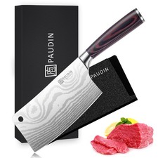 PAUDIN 7" Meat Cleaver Knife - Ultra Sharp High Carbon Stainless Steel w/Wood Ha