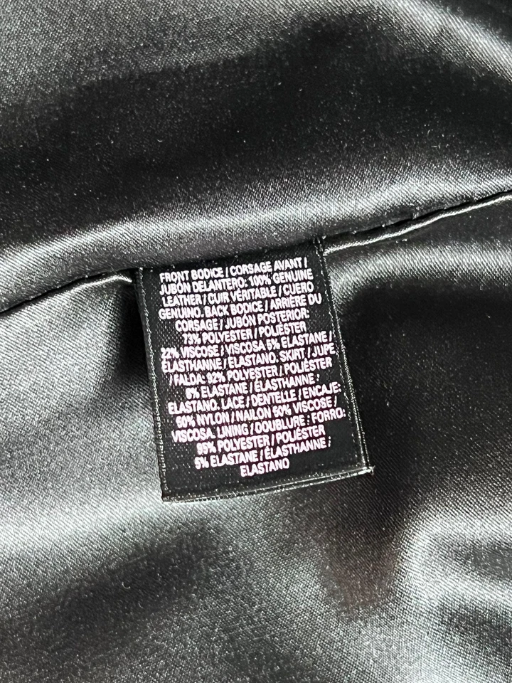 Vestido Victoria's Secret para mujer 4 negro verde azulado cuero encaje calce y acampanado patinador Foto 4 de 4