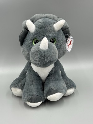 Caravan Softoys Gray Dinosaur Triceratops Plush 12  Stuffed Prehistoric Animal